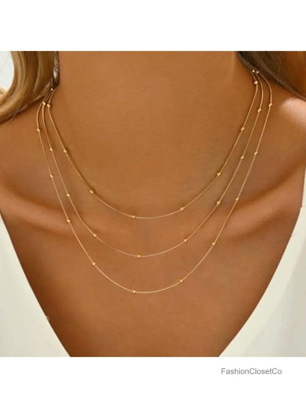 18K Gold Plated Layered Herringbone Necklace Set for Women, Dainty Non Tarnish